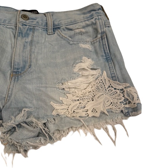 Hollister Light Blue Jean Shorts with Lace - Picture 3 of 10